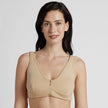 Front View #9682 Slick Chicks™ Wireless Zip Front Bra Shown in Beige