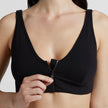 Zipper View #9682 Slick Chicks™ Wireless Zip Front Bra Shown in Black