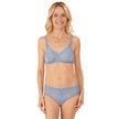 Amoena® Karolina Wire-Free Bra and Karolina Panty (#9722) Shown in Light Blue/Light Sand - Front View