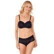 Amoena® Pia Padded Underwire Bra and Pia High Waist Panty (#9733) Shown in Black/Sand – Front View