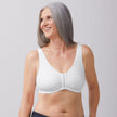 Front view #9765 Amoena® Fleur Wire-Free Bra shown in White
